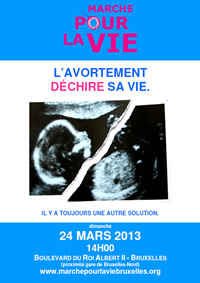 Marche pour la Vie - Bruxelles - L'avortement dechire sa vie - Il y a toujours une autre solution - MarchePourLaVieBruxelles.org